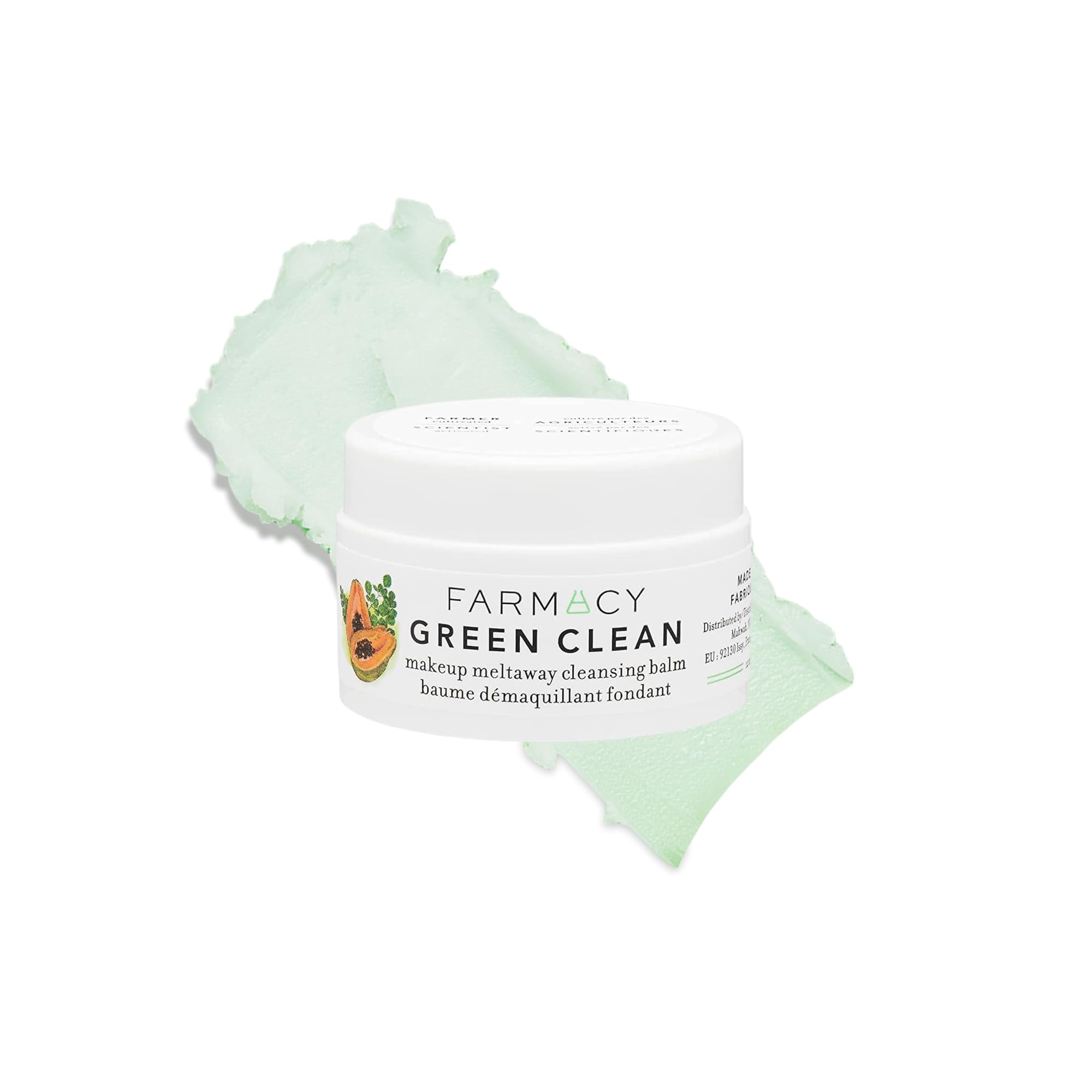 Farmacy Makeup Remover Cleansing Balm - Green Clean Waterproof Makeup Remover Balm + Oil Cleanser for Face - Gently Melts Make Up + SPF - Hydrates + Softens Skin with Super Greens + Papaya (100ml)