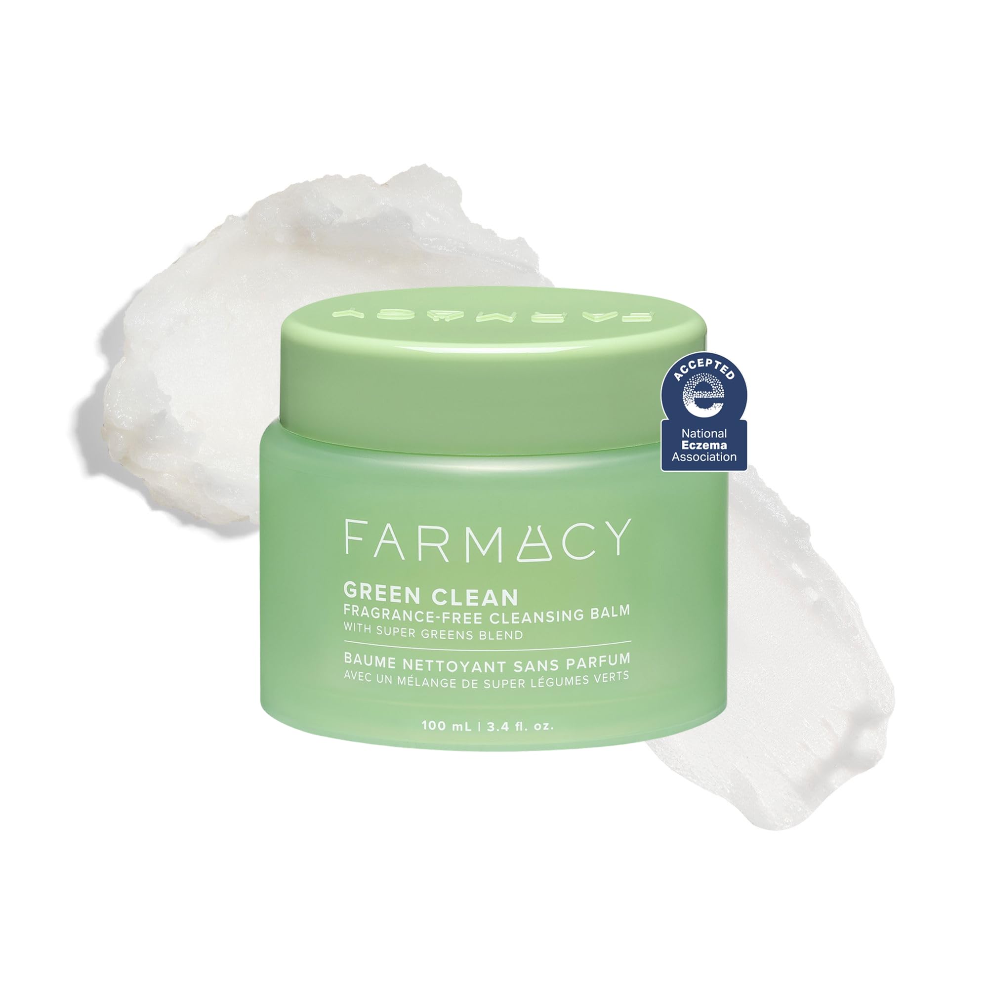Farmacy Makeup Remover Cleansing Balm - Green Clean Waterproof Makeup Remover Balm + Oil Cleanser for Face - Gently Melts Make Up + SPF - Hydrates + Softens Skin with Super Greens + Papaya (100ml)