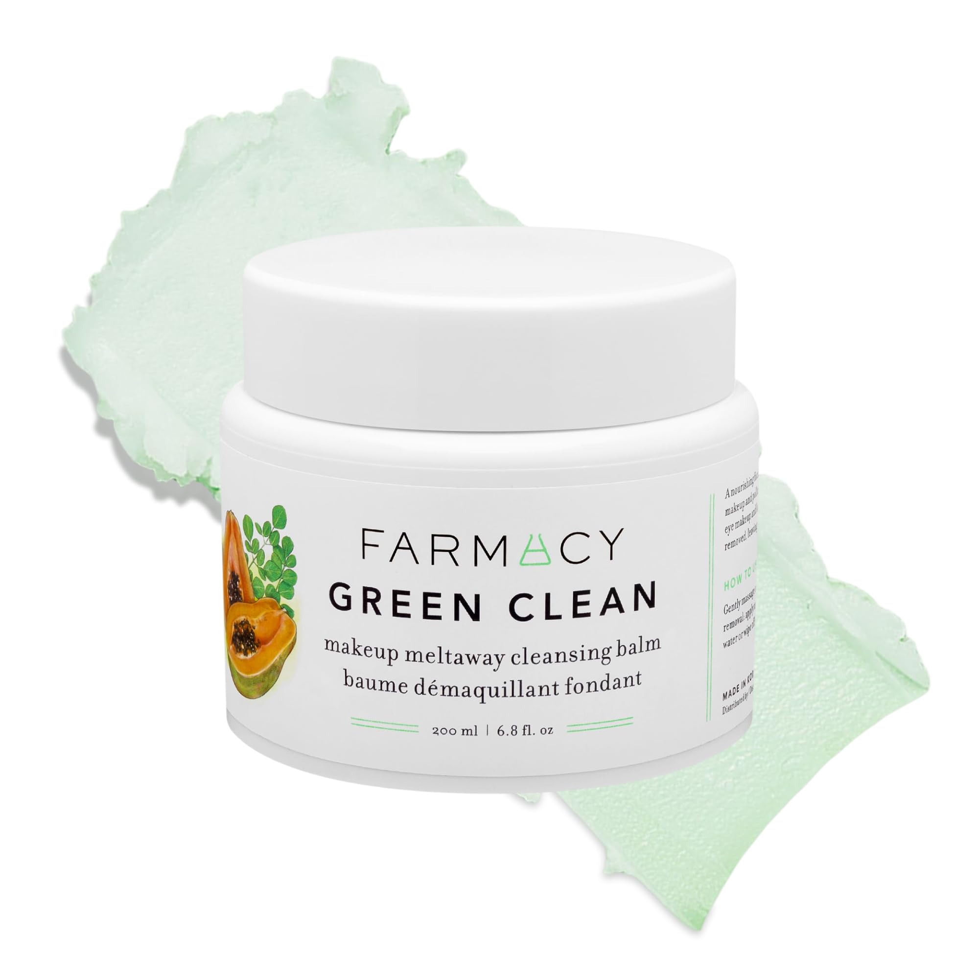 Farmacy Makeup Remover Cleansing Balm - Green Clean Waterproof Makeup Remover Balm + Oil Cleanser for Face - Gently Melts Make Up + SPF - Hydrates + Softens Skin with Super Greens + Papaya (100ml)